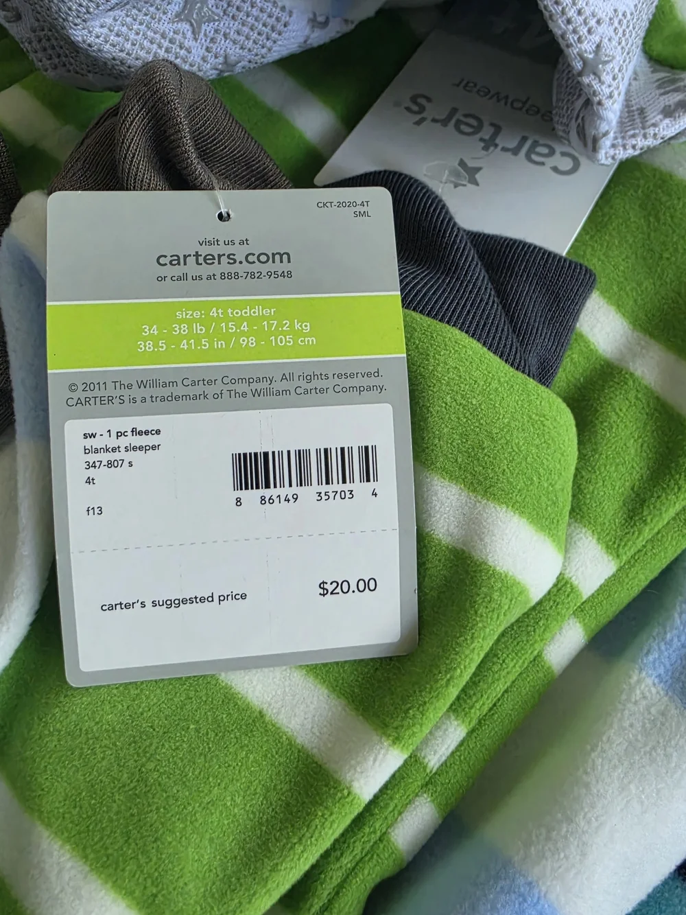 3 NEW Carters Fleece Pajamas -4T